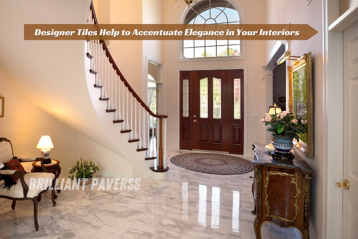 Elegant interior design with premium designer tiles by Brilliant Paverss in Coimbatore, adding a touch of luxury and style to resident