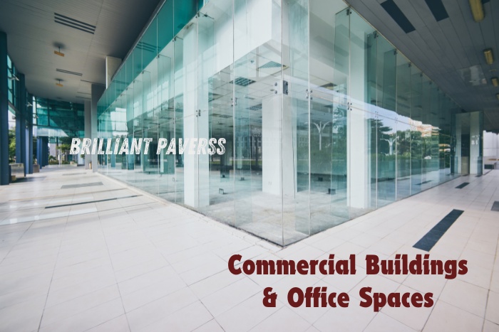 Modern commercial building and office space flooring Designed with premium paver tiles by Brilliant Paverss in Coimbatore