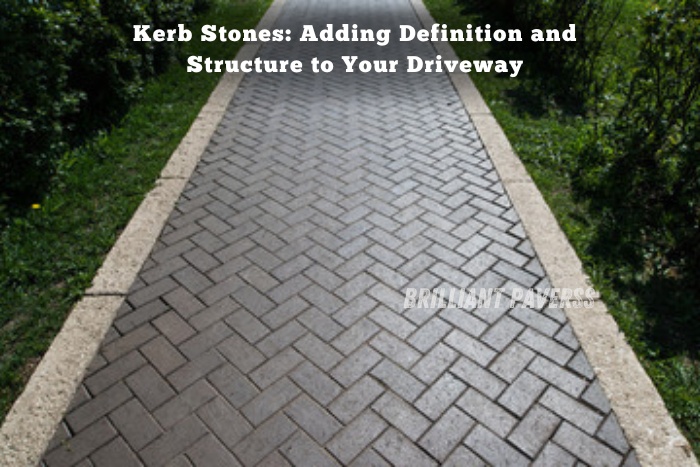 Kerb stones installation by Brilliant Paverss in Coimbatore adding definition and structure to driveway with herringbone pattern