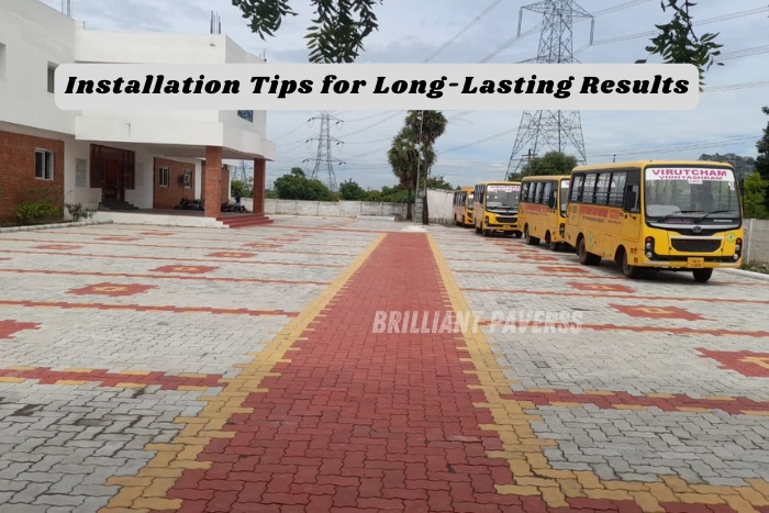 School parking area with interlocking designer paver blocks installed by Brilliant Paverss in Coimbatore-durable and long-lasting